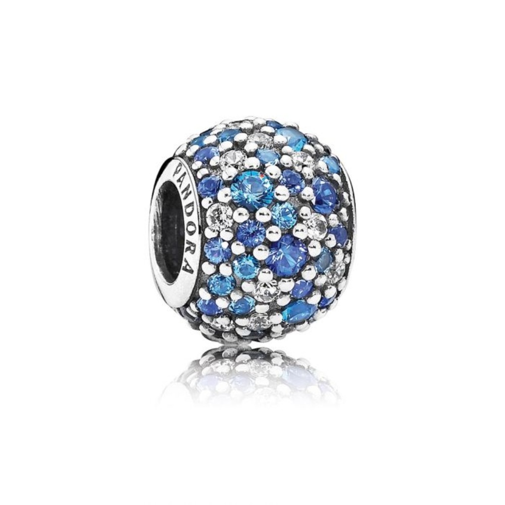 Pandora Blue Sky Mosaic Pave Charm Bead Sterling